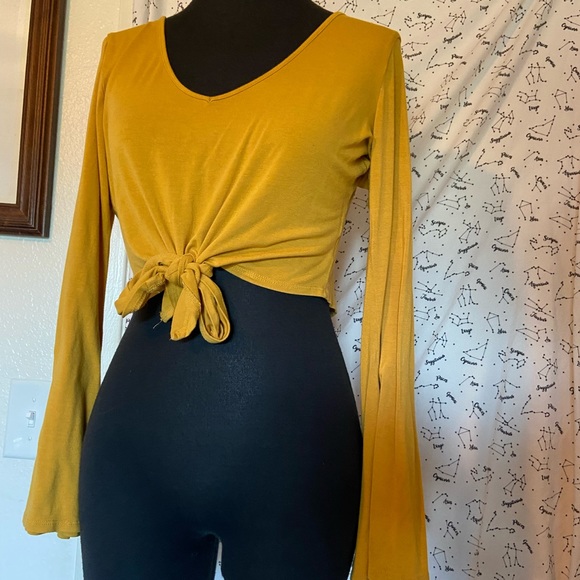 Yellow Bell Sleeve Self Tie Top - Picture 7 of 9